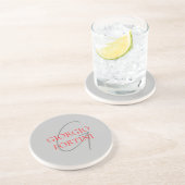 Gray Red Your Name Initial Monogram Modern Getränkeuntersetzer (Seite)