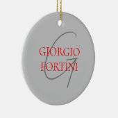 Gray Red Your Name Initial Monogram Modern Keramik Ornament (Rechts)