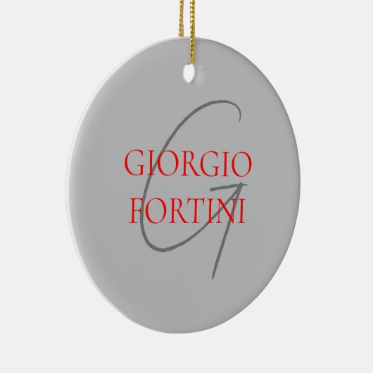 Gray Red Your Name Initial Monogram Modern Keramik Ornament (Rechts)