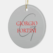 Gray Red Your Name Initial Monogram Modern Keramik Ornament (Links)