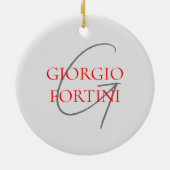 Gray Red Your Name Initial Monogram Modern Keramik Ornament (Hinten)