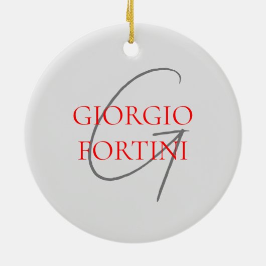 Gray Red Your Name Initial Monogram Modern Keramik Ornament (Hinten)