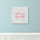 Gray Red Your Name Initial Monogram Modern Leinwanddruck (Insitu (Holzboden))