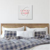 Gray Red Your Name Initial Monogram Modern Leinwanddruck (Insitu (Schlafzimmer))
