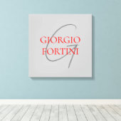 Gray Red Your Name Initial Monogram Modern Leinwanddruck (Insitu (Holzboden))