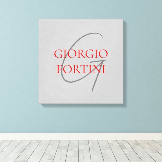 Gray Red Your Name Initial Monogram Modern Leinwanddruck (Insitu (Holzboden))