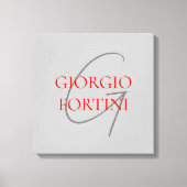 Gray Red Your Name Initial Monogram Modern Leinwanddruck (Vorderseite)