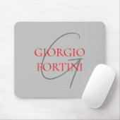 Gray Red Your Name Initial Monogram Modern Mousepad (Mit Mouse)