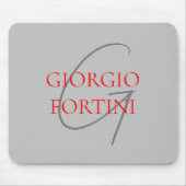 Gray Red Your Name Initial Monogram Modern Mousepad (Vorne)