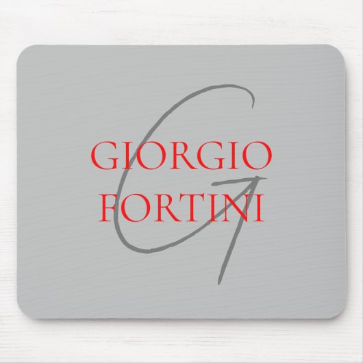 Gray Red Your Name Initial Monogram Modern Mousepad (Vorne)