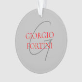 Gray Red Your Name Initial Monogram Modern Ornament (Vorderseite)