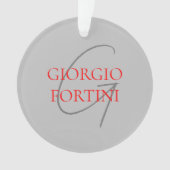 Gray Red Your Name Initial Monogram Modern Ornament (Vorderseite)