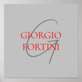 Gray Red Your Name Initial Monogram Modern Poster (Vorne)