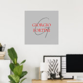 Gray Red Your Name Initial Monogram Modern Poster (Heimbüro)