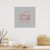 Gray Red Your Name Initial Monogram Modern Poster (Küche)