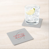 Gray Red Your Name Initial Monogram Modern Rechteckiger Pappuntersetzer (Vor Ort)