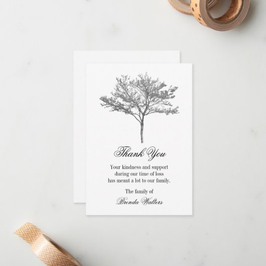 Gray Redbud Tree Beerdigung Danke Karte (Vorderseite/Rückseite Beispiel)
