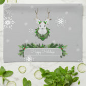 Gray Reindeer Kitchtuch Geschirrtuch (Gefaltet)