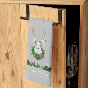 Gray Reindeer Kitchtuch Geschirrtuch