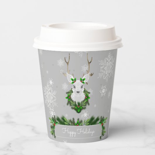 Gray Reindeer Paper Cup Pappbecher (Rückseite)