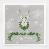 Gray Reindeer Paper Napkin Serviette (Vorderseite)