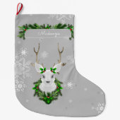 Gray Reindeer Strumpf Großer Weihnachtsstrumpf (Vorderseite)