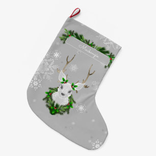 Gray Reindeer Strumpf Großer Weihnachtsstrumpf