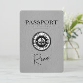 Gray Reno Passport Save the Date (Stehend Vorderseite)