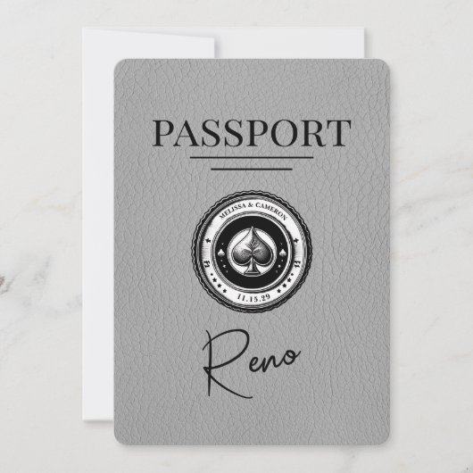Gray Reno Passport Save the Date (Vorderseite)