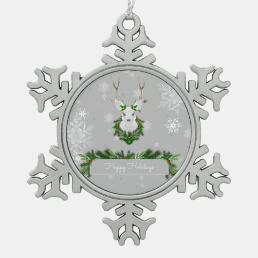 Gray Rentier Snowflake Ornament (Vorderseite)