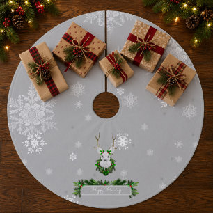 Gray Rentier Tree Skirt Fleece Weihnachtsbaumdecke