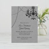 Gray Restaurant Grand Opening mit Kronleuchter Einladung (Stehend Vorderseite)