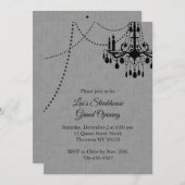 Gray Restaurant Grand Opening mit Kronleuchter Einladung (Vorne/Hinten)