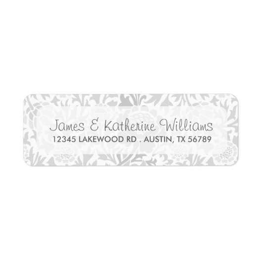 Gray Retro Floral Damask Moderne Hochzeit (Vorne)