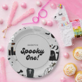Gray Retro Grooy Spooky Ein Halloween 1. Geburtsta Pappteller (Party)