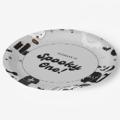 Gray Retro Grooy Spooky Ein Halloween 1. Geburtsta Pappteller (Schrägansicht)