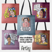 Gray Retro Pop Art 50er Hausfrau Funny Phrase Tasche