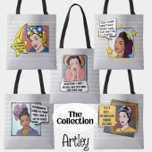 Gray Retro Pop Art 50er Hausfrau Funny Phrase Tasche