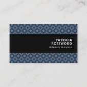 Gray Rhombus Pattern Schwarzes Bar Visitenkarte (Vorderseite)