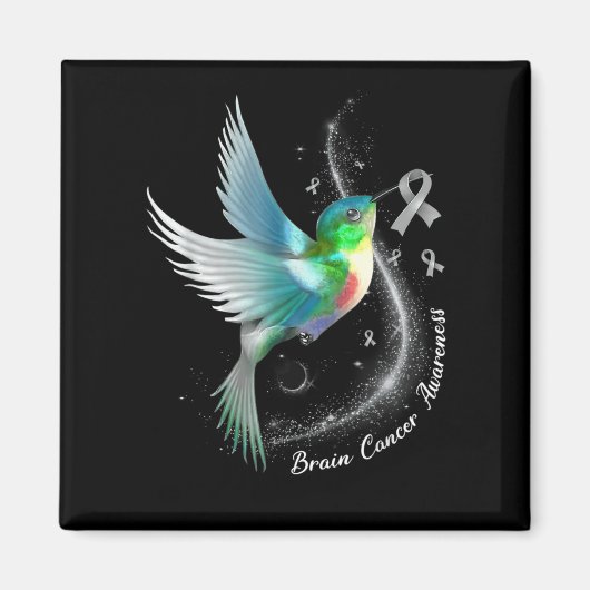 Gray Ribbon Hummingbird Brain Cancer Awareness Mon Magnet (Vorne)