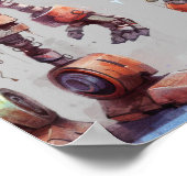 Gray Robots Tech Gear Builder Birthday Party-Zeich Poster (Ecke)
