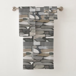 Gray Rock Stone Pattern Badhandtuch Set