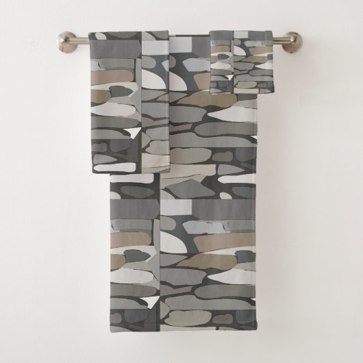 Gray Rock Stone Pattern Badhandtuch Set (Insitu)