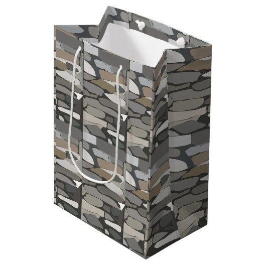Gray Rock Stone Pattern Mittlere Geschenktüte (Vorderseite Schrägansicht)