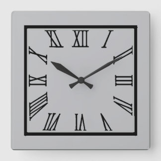 Gray Roman Numeral Quadratische Wanduhr