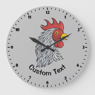 Gray Rooster's Head Große Wanduhr