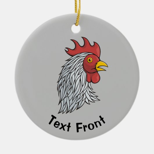 Gray Rooster's Head Keramik Ornament (Vorne)