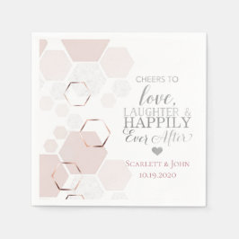 Gray & Rose Gold Hexagon Wedding Napkin Serviette