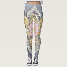 Gray Rose Lace AI art Leggings