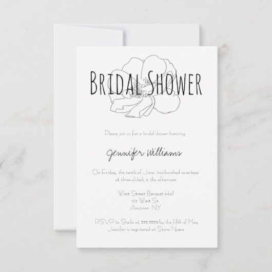 Gray Rose Moderne Brautdusche Einladungen (Vorderseite)